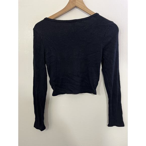 Y2K 90s Crop Henley Baby Tee M Grunge Bella Scandi Whimsigoth Coquette Romantic - Picture 8 of 13